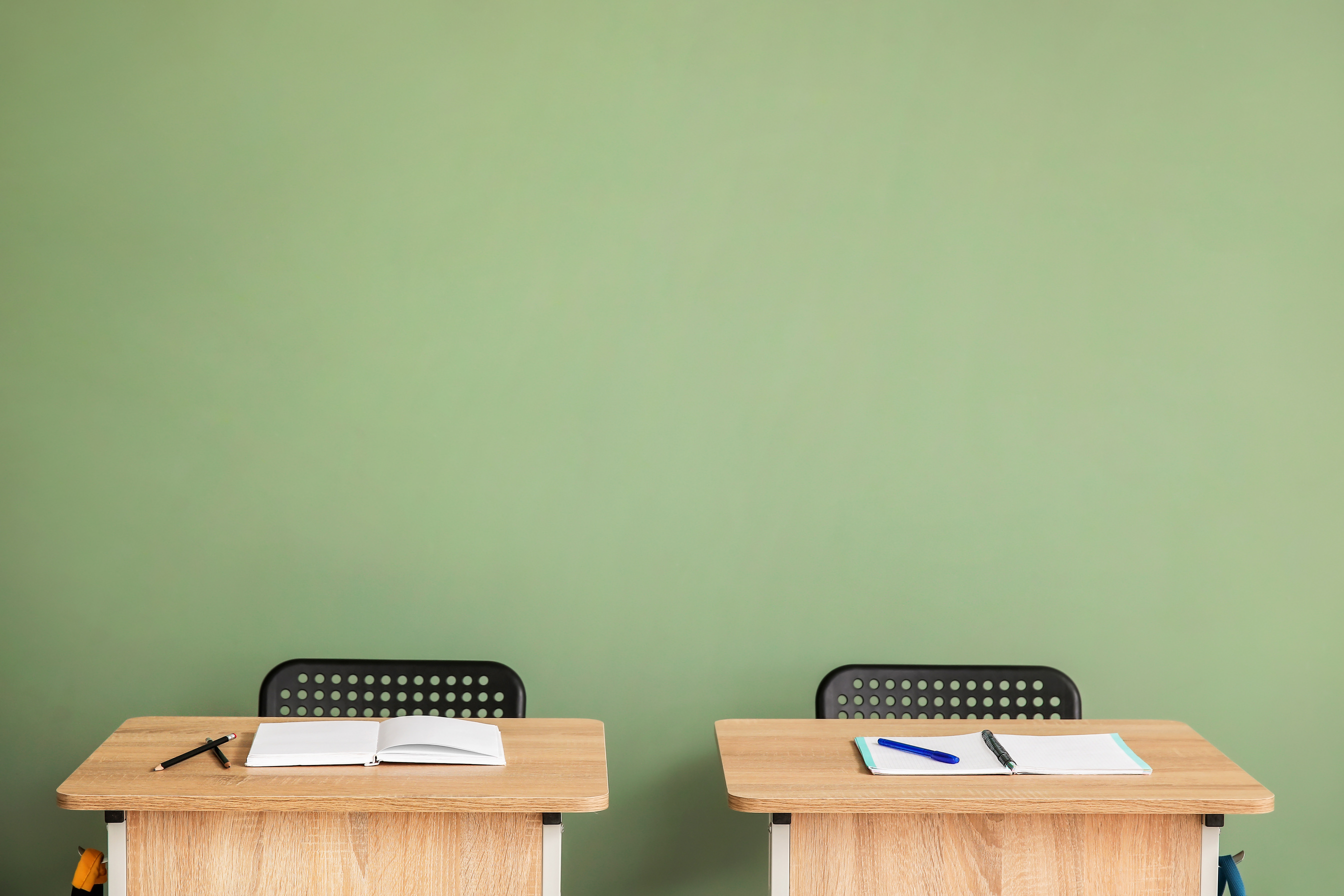 School Desks in Classroom